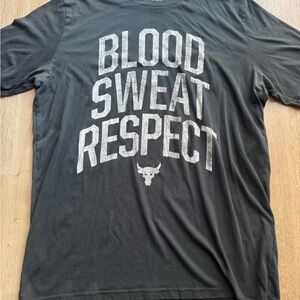 UNDER ARMOUR Project THE ROCK Shirt UA Mens XL XLARGE Black BLOOD SWEAT RESPECT